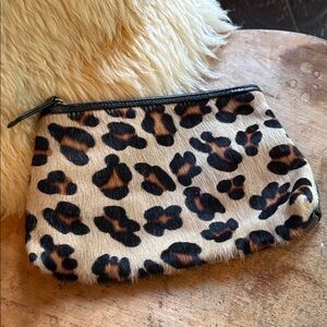 Nordstrom Hair-On Leather Zip Pouch / Clutch